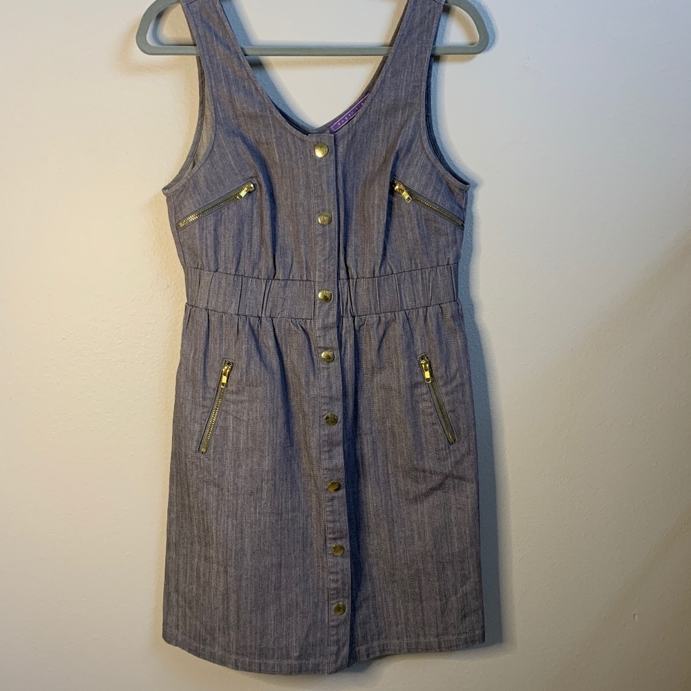 Sugarlips Sleeveless Dress S-M Denim Summer Cruise Cotton Blend Bodycon Zippers